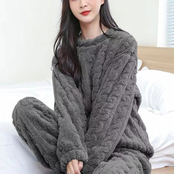 Midnight Snuggle Warme Fleece Pyjama Voor Dames - Dikke Gebreide Slaapzak