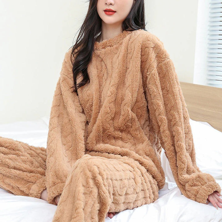 Midnight Snuggle Warme Fleece Pyjama Voor Dames - Dikke Gebreide Slaapzak
