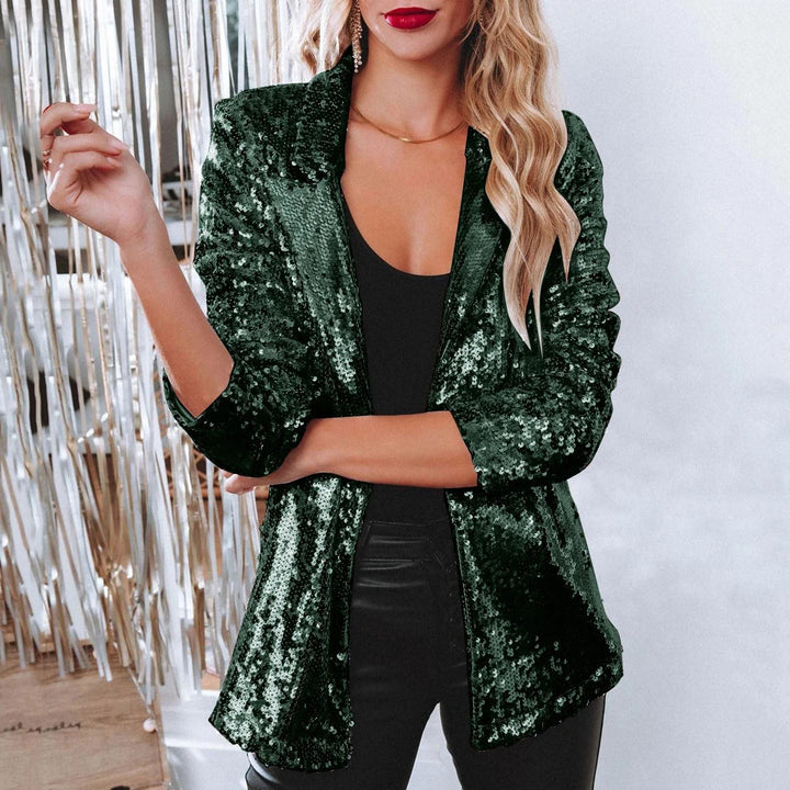 Disco Dream Glanzende Blazer Met Pailletten – Getailleerd Model Volledig Gevoerd Open Voorkant