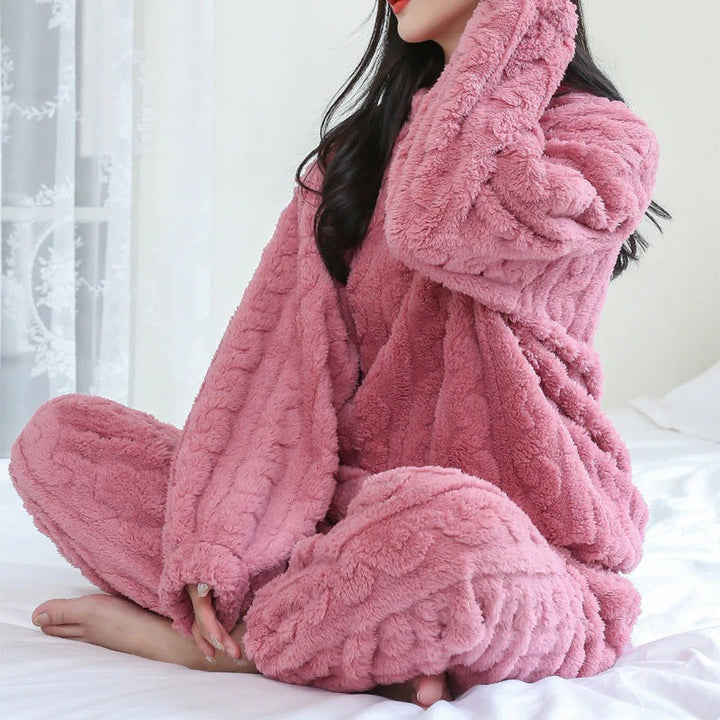 Midnight Snuggle Warme Fleece Pyjama Voor Dames - Dikke Gebreide Slaapzak