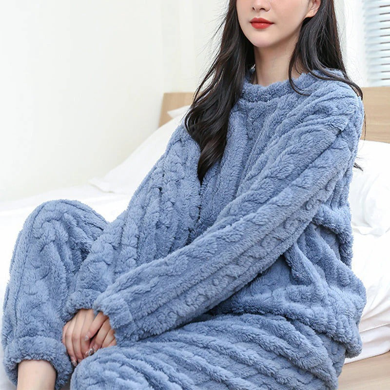 Midnight Snuggle Warme Fleece Pyjama Voor Dames - Dikke Gebreide Slaapzak