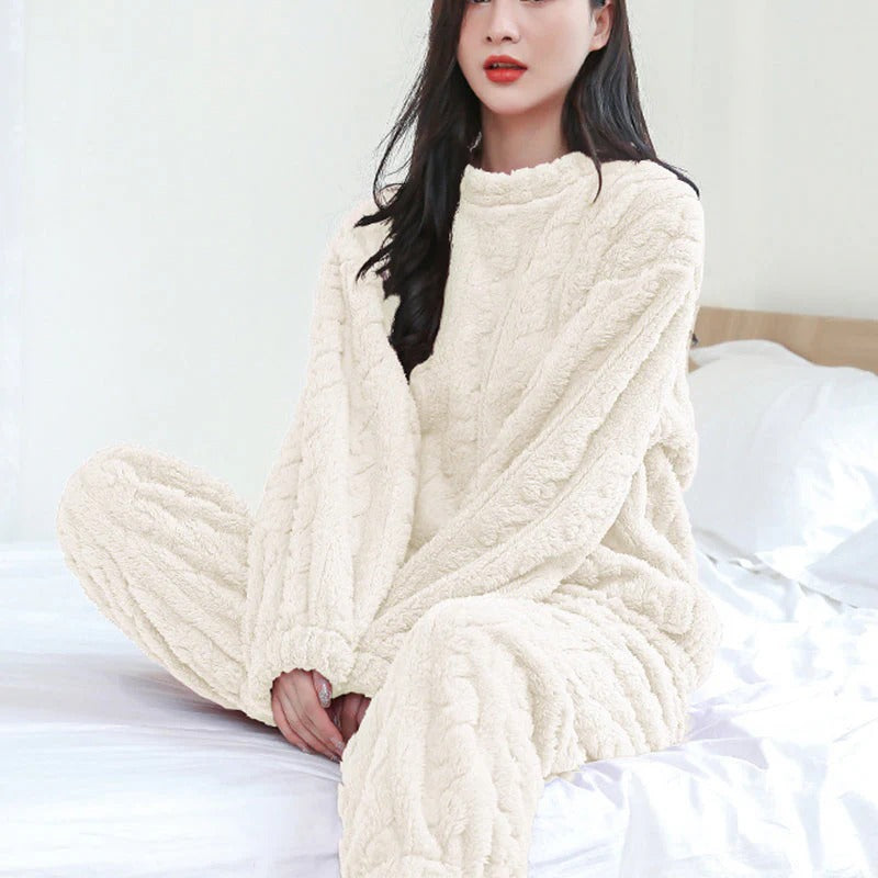 Midnight Snuggle Warme Fleece Pyjama Voor Dames - Dikke Gebreide Slaapzak