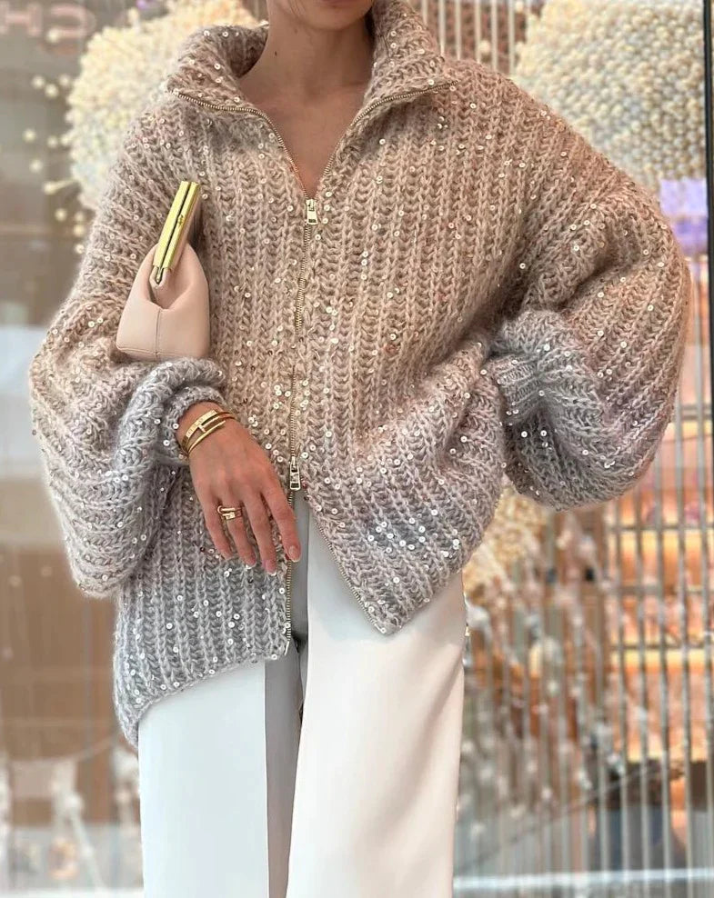 Novalynn - elegante gebreide sequin trui